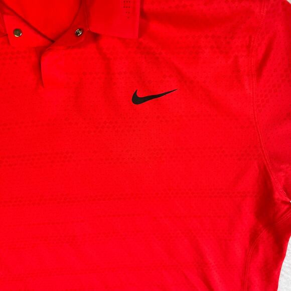 Nike Tiger Woods Polo Shirt Mens Large Red Dri Fit Golf Casual Performance - Picture 3 of 7